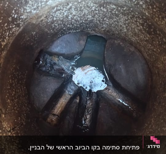 תעלת ניקוז עם מים עומדים בתוכה
